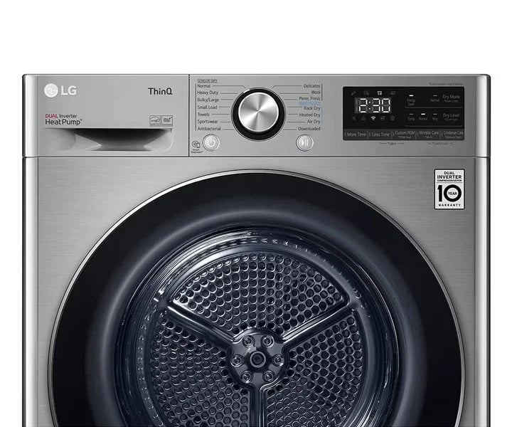 LG 9 Kg Tumble Front Load Dual Dryer, LED Display Dual Inverter Heat Pump Eco Hybrid Color Silver Model – RH90V9PV8N